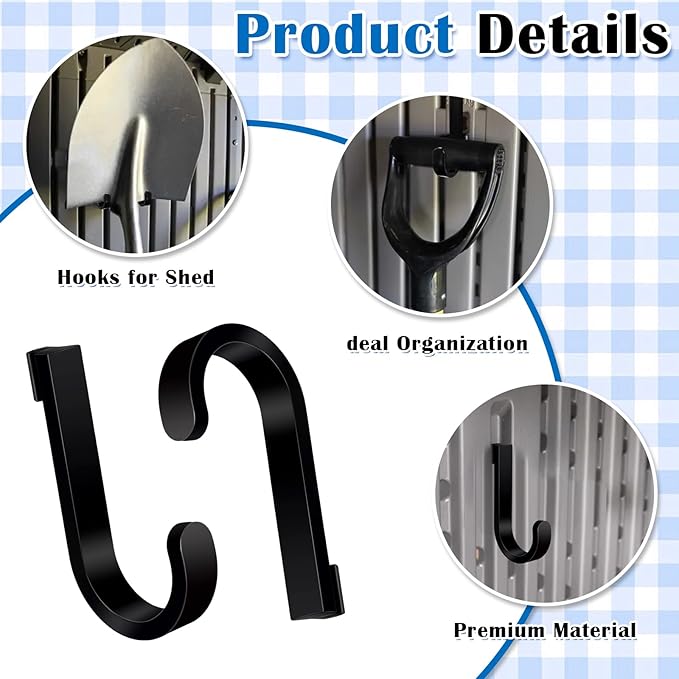 4 Pack Black J Shed Storage Hooks Storage Hooks Compatible with Lifetime Sheds Shed Accessories Organization Parts Hanging Home Office Garage Bathroom Dressing Rooms Wall-Mounted Coat Racks