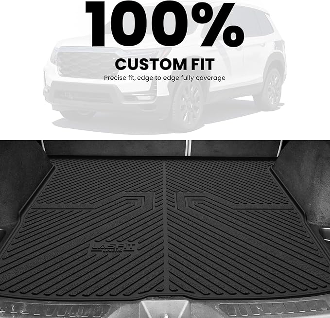 LASFIT Trunk Mat for Honda Passport 2019 2020 2021 2022 2023 2024 2025, All Weather Custom Fit TPE Cargo Mat Trunk Tray Cargo Tray, Black