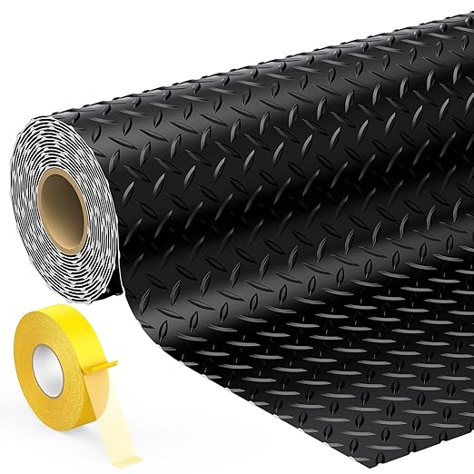 7.8 x 18 FT Garage Floor Mats for Under Car, 2.8mm Thickened Rubber Garage Flooring Roll, M Size 140.4 SQFT Garage Car Mat for Mid-Size SUVs, Sports Car, Black