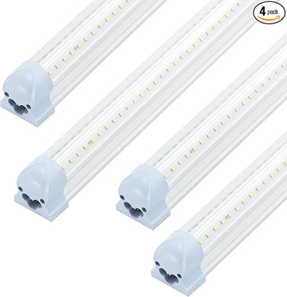 T8 LED Shop Lights 4FT, 4 Pack LED Garage Lights 50W 9600LM 6000K, Linkable Work Light, Plug & Play Energy-Saving Workshop Lighting for Warehouse Basement Classroom(V2)