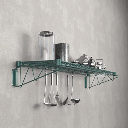 14" x 60" Green Epoxy Wire Wall Mount Shelf