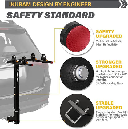 2 Bike Rack Bicycle Carrier Racks Hitch Mount Double Foldable Rack for Cars Truck SUV Fits 2" Hitch Receiver, Including Anti-Rattle Hitch Tightener