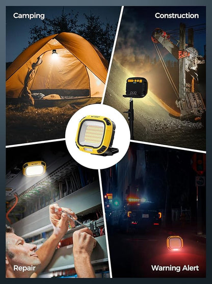 Smiling Shark Working Light, LED Work Light 4000 Lumen 18 Light Mode USB Rechargeable Portable Magnetic Waterproof Drop Resistant Cordless Worklight Job Site Lighting for Garage Repair Camping Outdoor