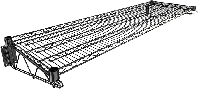 18" x 60" Black Epoxy Wire Wall Mount Shelf
