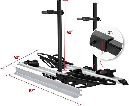 Hitch Mount Bike Rack with Ramp, 200 LB Capacity fits Cars, SUVs, RVs, Trailers, Trucks with 2 Inch Receiver