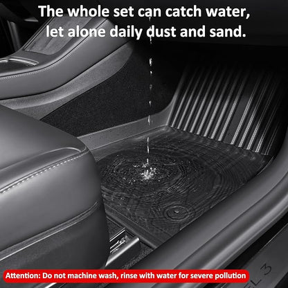 Car Foot Mats for Tesla Model Y with 4 TPE Materials On The Front and Rear Rows Suitable for All Weather Conditions Suitable for Model Y 2020-2024
