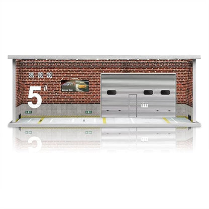 Display Case for Hot Wheels: Stackable Parking Garage for 1/64 Scale Matchbox Toy Car, FoamBoard Storage for Monster Trucks with LED Light and Acrylic Cover, Red Bricks
