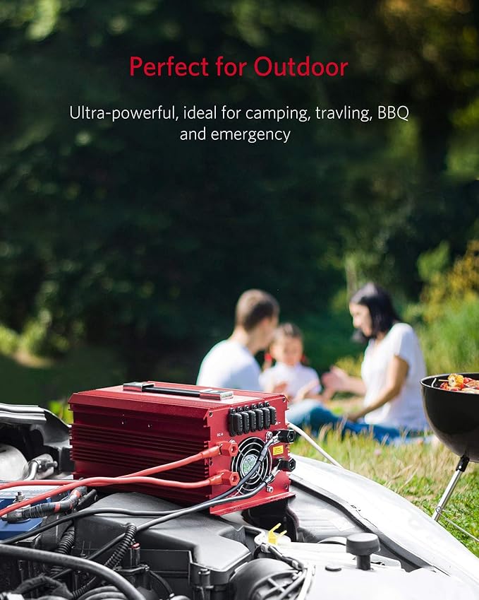 BESTEK 2000W Power Inverter 3 AC Outlets DC 12V to 110V AC Car Power Converter for Camping Outdoor Power Supply ETL Listed