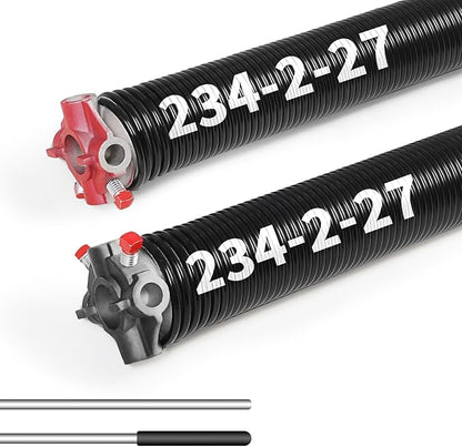 Pair of 2"Garage Door Torsion Springs Set with Non-Slip Winding Bars, Electrophoretic Coated (0.234X2"X27")