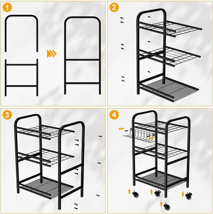 FZK Garden Tool Organizer,Garage Storage,Garden Tool Organizer for Garage,Yard Tool Organizer for Garage,Wheeled Garden Tool Rack,Up to 40 Long-Handled Garden Tool Storage,Garage Tool Organizer