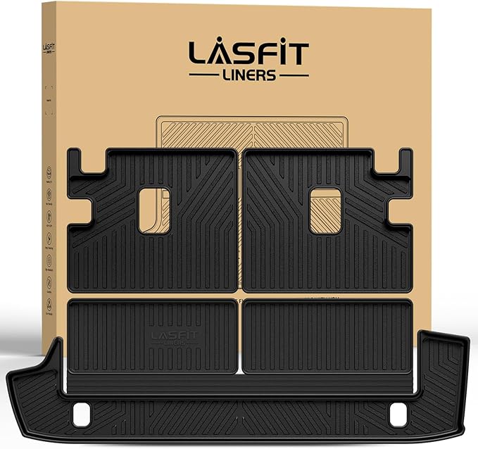 LASFIT Cargo & Backrest Mats for Toyota 4Runner 2013-2024 (Only for 7 Seats), All Weather Custom Fit Cargo Liner for Toyota 4 Runner 2025 TPE Mats Seatback Mat & Trunk Mat, Black