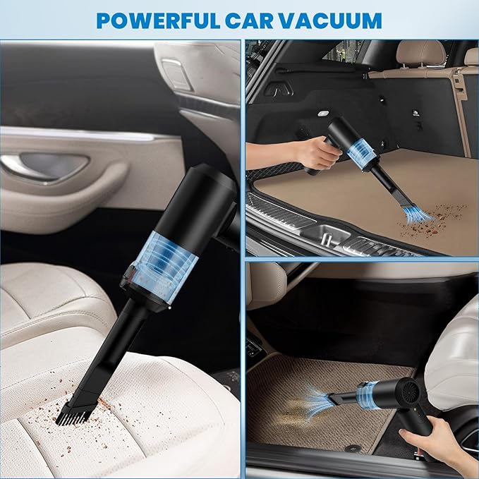 90° Foldable Car Vacuum Portable Cordless 16000PA, 4-in-1 Mini Vacuum Cleaner with Brushless Motor, Handheld Vacuum Cordless Blower/Pump for Car, Home,Office