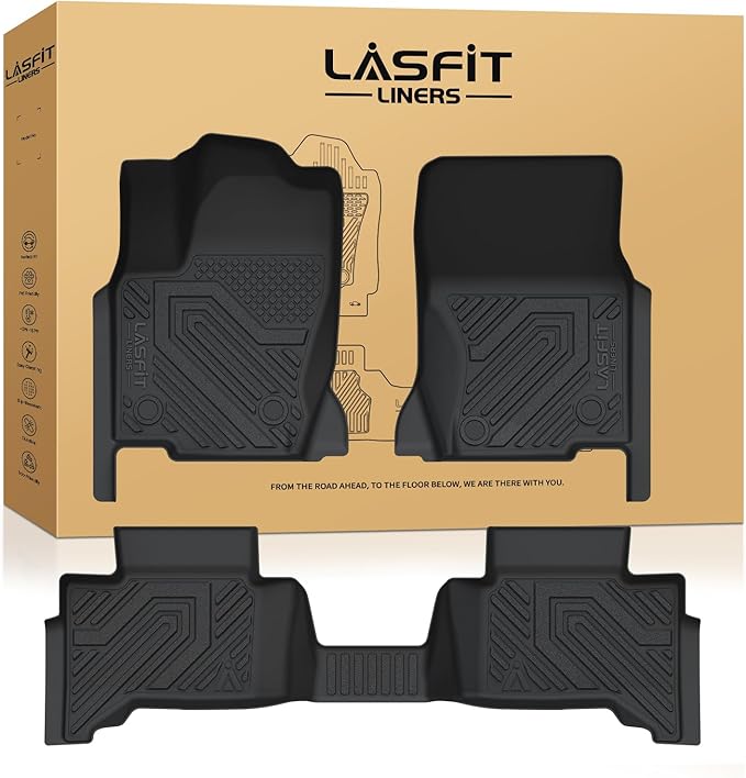 LASFIT Floor Mats Custom Fit for Toyota Land Cruiser 2024 2025, All-Weather Protection TPE 1st & 2nd Row Car Liners for Toyota Accsessories, Black Odor-Less Easy to Clean