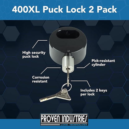 Proven Industries Model 400XL Puck-Lock Set, Made in The USA, Pack of 2, (Black)