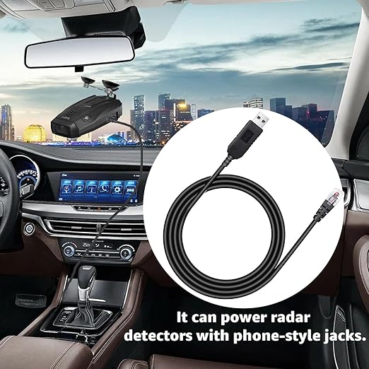 4.92Ft Radar Detector Cable - USB to RJ11 Plug Cable for Escort Radenso XP Uniden Beltronics Cobra Whistler - Premium Replacement Power Cord for Radar Detectors - Durable USB to RJ11 Connection