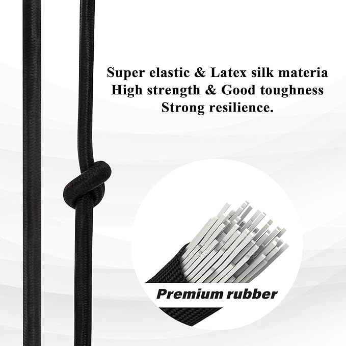 6 Piece Bungee Cords with Hooks - Heavy Duty Outdoor Bungee Cord Includes 24", 40", 60", Extra Strong Carabiner Bungee Cord with Metal Hook for Camping, Tarps, Bike Rack, Tent, Car