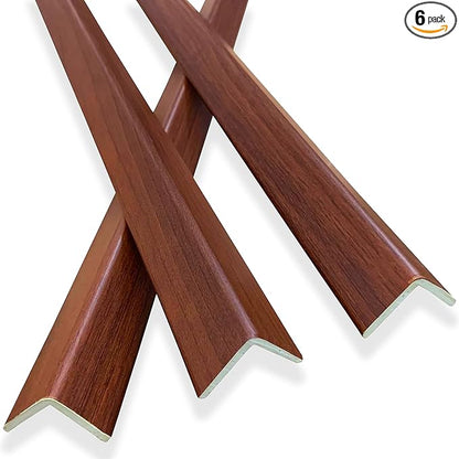 6 Pcs 49" Wall Corner Protector Trim, Walnut Wood Grain Edge Strip for Door and Window Frames Mirror Trim Backsplash Tile Edge (Walnut)