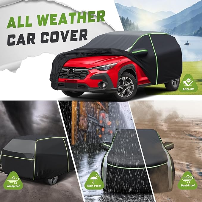 Mixsuper Liner Car Cover for Subaru Crosstrek 2013-2026, 7 Layers Waterproof Car Cover Accessories for Crosstrek with Zipper Door, Windproof Straps, Reflective Strips, Anti-UV, All Weather