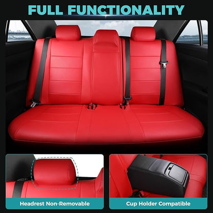 for Toyota Camry Seat Covers SE XSE SE Sport 2012 2013 2014 2015 2016 2017 - Custom Fit Car Seat Covers Full Set, Waterproof Breathable Leather Seat Covers for Cars, Red Not for Hybrid