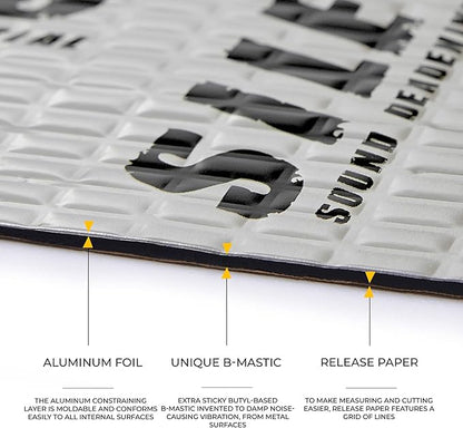 Siless 80 mil (2mm) 36 sqft (3.4 sqm) Car Sound Deadening mat - Butyl Automotive Sound Deadener - Noise Insulation and Vibration Dampening Material (36 sqft)