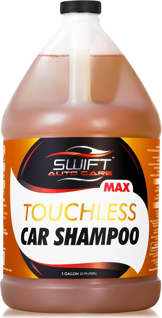 Swift Touchless Car Shampoo MAX Concentrate (1 Gallon) - No Brushing Required, High Foaming Car Soap, Heavy Duty, Auto Detergent for Foam Cannon, Works on Cars, Trucks, RVs, Upholstery & More!
