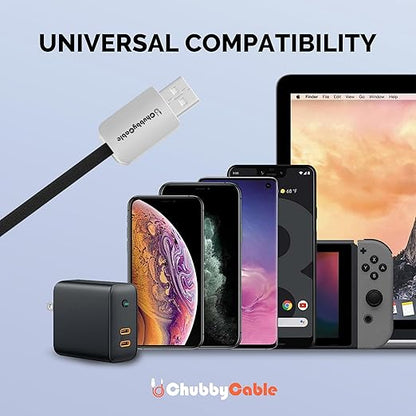 chubbycable Curly Chubby - Retractable Fast Charging Cable 240W Coiled Charger Cord for Car Durable USB-C Cable for Phones, Tablets and More, Purple+Purple, Type-C to Type-C, 1.3FT-2.3FT