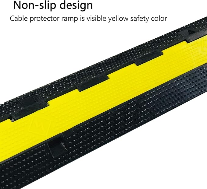 4 Pack Rubber Cable Ramp Hose Cable Protector Ramp 2 Channel 22000Lbs Load Capacity Traffic Speed Bump Wires Power Lines Extension Cord Cover for Indoor Outdoor