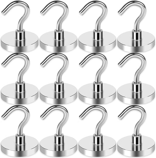 LOVIMAG Magnetic Hooks for Cruise Cabins, 80LBS Magnet Hooks Heavy Duty for Home Accessories, Classroom Must Haves, Magnetic Hook for Metal Door, Magnets with Hook for Hanging-12 Pcs