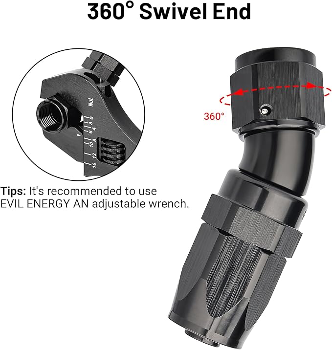 EVIL ENERGY 8AN 30 Degree One Piece Full Flow Hose End Fitting Swivel For CPE Braided Hose