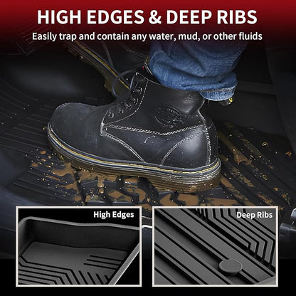 LASFIT Floor Mats for Toyota RAV4 2019-2024 2025(Not Fit Hybrid) All Weather Mats for Toyota RAV 4 LE/XLE/Limited/TRD/Adventure TPE Custom Fit Floor Liner Front and Rear 2 Row Car Mats, Black