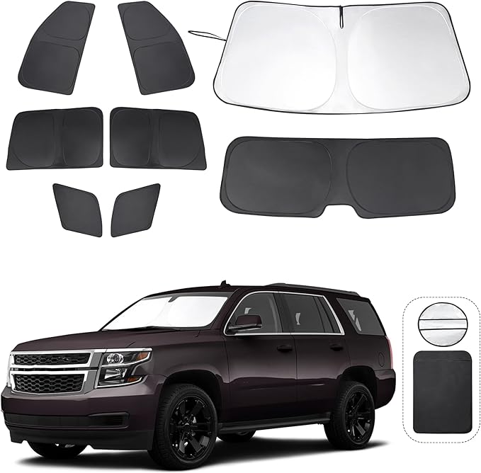 TINGLU Window Shades for Chevrolet Tahoe 2015-2020 Accessories Car Side Full Windows Rear Triangular Windshield Sun Shade Sun UV Rays & Privacy Protection for Camping Napping Relaxing 8PCS