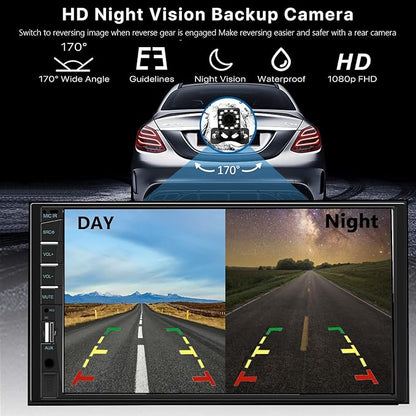 Naifay Car Stereo Double Din Radio with Bluetooth, Car Radio Touchscreen 7 Inch MP5 Player Car Stereo with Backup Camera Bluetooth, Mirror Link, FM/SWC/USB/SD/AUX, Car Audio Receivers with Subwoofer
