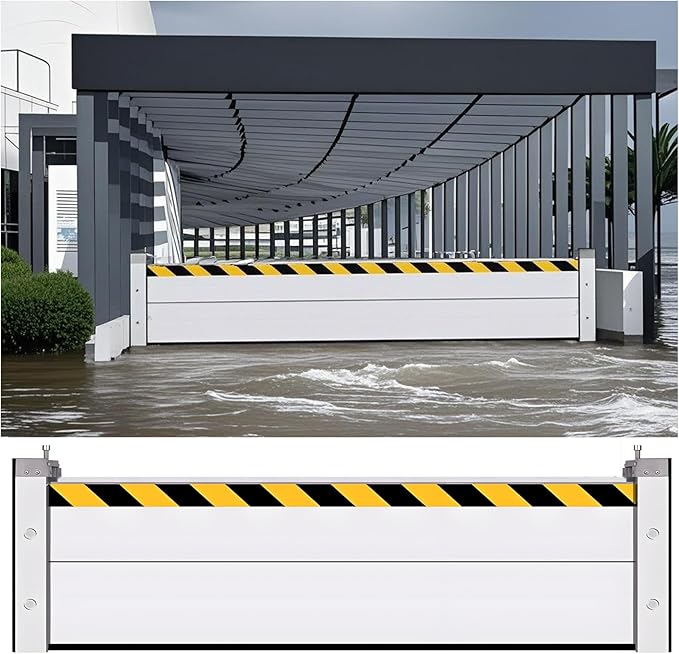 Flood Barriers for Home Exterior - Aluminum Alloy Outdoor Easy Flood Barrier Garage Doors Water Barriers for Flooding,H7.9 Inch/L10.5FT