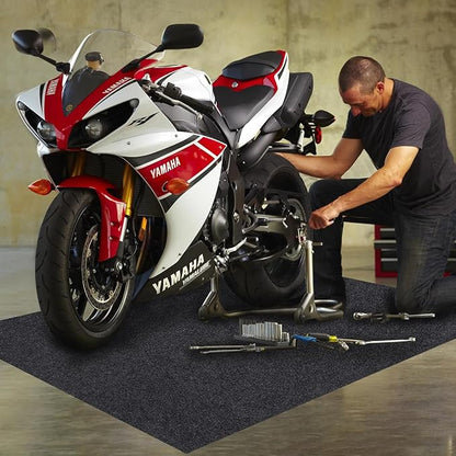 Large Motorcycle Mat Under Car Washable Garage Mats Oil Absorbent Pad Rubber Backing Layer Garage Mats Under Car Protects Floor from Spills, Drips, Splashes and Stains Oil Drip Pan (59x72 In)