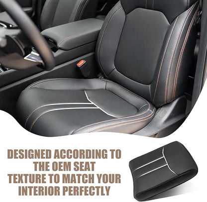 Muslogy Center Console Cover Compatible with Honda Pilot 2023 2024 2025, 2024-2026 Ridgeline/Passport Accessories Armrest Pad Lid Cushion Console Protector Vegan Leather Extra Soft(Black/White Trim)