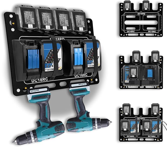 FETESNICE Wall Mount for Makita Battery Charger Holder,Easy Installation,Metal Charger Mount for Makita 18V Batteries & DC18RC DC18RD Chargers,Durable Tool Storage for Workspace & Garage