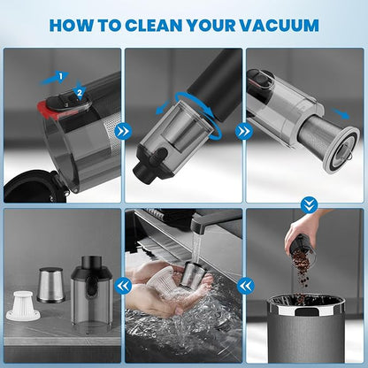 90° Foldable Car Vacuum Portable Cordless 16000PA, 4-in-1 Mini Vacuum Cleaner with Brushless Motor, Handheld Vacuum Cordless Blower/Pump for Car, Home,Office