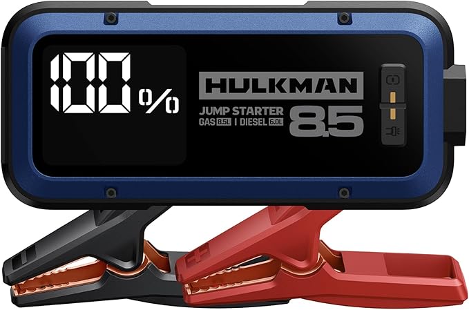 Hulkman Alpha85,Cobalt Blue, 2000A 74Wh Smart Jump Starter, 12V Portable Car Battery Booster with 3.3" Display, USB-C Power Pack,Includes 65W Wall Charger,Jumper Cables for up to 8.5L Gas/6.0L Diesel