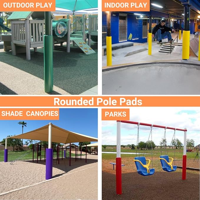 Safety Pole Pad, 4 FT Tall, 1” Thick Foam, Weatherproof, UV-Resistant, Hook/Loop Closure, Pickleball Pole Pad