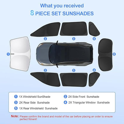 8pcs Car Window Shades for Toyota RAV4 2019-Present Accessories,Windshield Side Rear Full Sunshade,Sun Visor UV Blocking, Privacy Protection and Blackout for Camping Outdoor