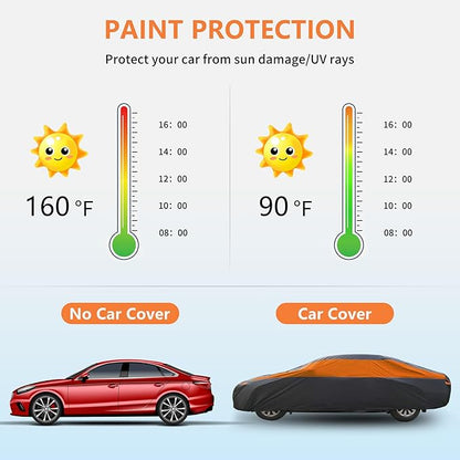 Car Cover Waterproof All Weather,Outdoor Car Cover for Automobiles,Full Exterior Cover Windproof Outdoor car Cover UV/Snow/Hail/Dust Protection Fit Sedan-Length 190" to 209"