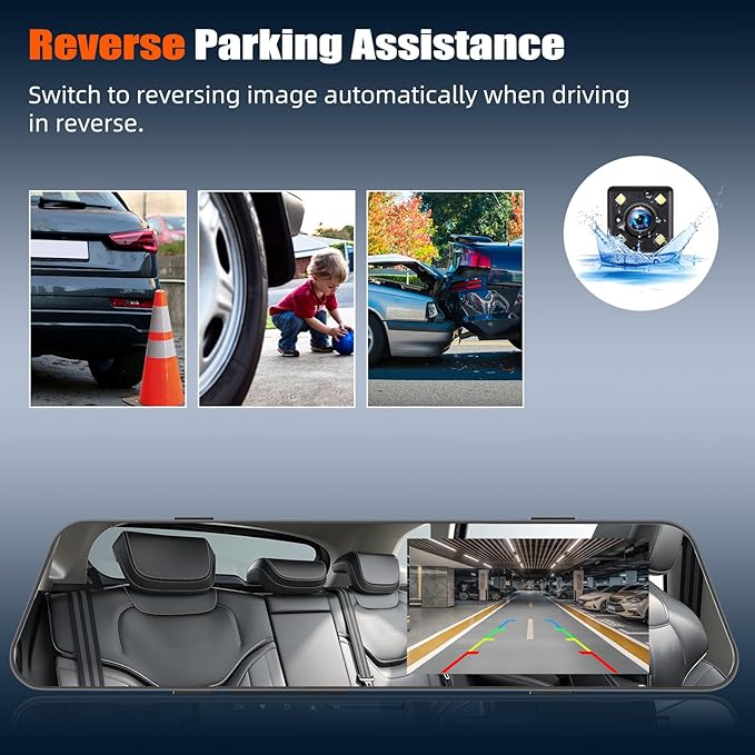 Mirror Dash Cam for Cars,4.5 Inch Rear View Mirror 1080P Front and Rear View Dual Cameras,Super Night Vision,Parking Assistance,24H Parking Monitor,Waterproof Backup Camera