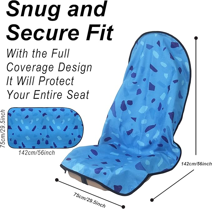 Car Seat Cover Protector Front Seats,for Gym Workout,Running,Swimming,Beach and Hiking,Waterproof Sweat Towel Bucket Seat Covers for Cars SUV Trucks (Blue Marbling, 2Pcs)