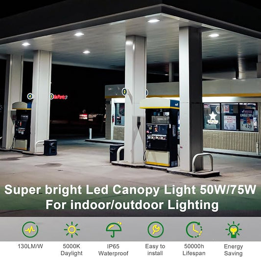 80W/60W/40W Power Selectable LED Canopy Garage Light with 3CCT (3500K/4000K/5000K), LED Parking Garage Lights 90-277V IP65 Commercial Residential Lights DLC (40W/ 60W/80W Power Selectable -2 PACK)