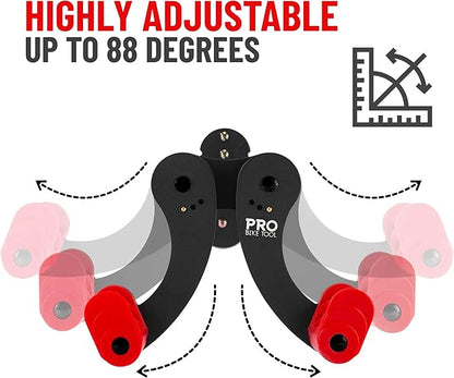 Pro-Bike Tool Bike Wall Mount - Adjustable Hanging Arms Horizontal Bike Rack - for Almost Every Bike - Bike Wall Hanger with Durable Metal Construction - Black/Red - Set of 2