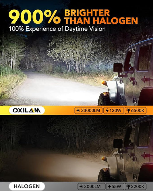 OXILAM 9004/HB1 LED Bulbs, 30000LM 800% Ultra-Bright, 6500K Pure White HB1 Fog Light, Easy Plug-N-Play Installation, 60000 HRS Lifespan, IP68 Waterproof, Pack of 2