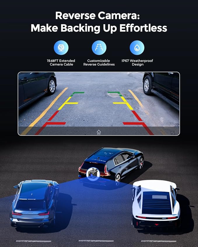 8.1" Wireless Portable 60FPS Car Play Screen for Apple CarPlay & Android Auto, OTA Updates, Backup Camera, Mirror Link, Bluetooth, Voice Control, GPS Navigation