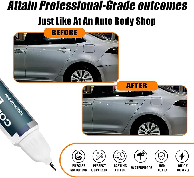 1F7 Classic Silver Metallic Touch Up Paint for Toyota, Car Paint Pen Scratch Repair Two-In-One Touch Up Paint, Premium Car Scratch Remover for Deep Scratches