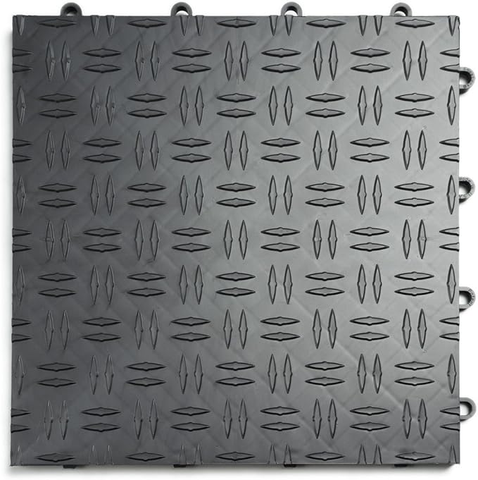 GarageTrac Diamond, Durable Interlocking Modular Garage Flooring Tile (12 Pack), Graphite
