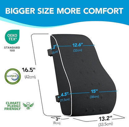 Lumbar Support Pillow for Office Chair,Office Home, College Dorm Room Essentials,Back Support Pillow for Car, Chair Cushions,Back Pain Relief Improve Posture,Mesh Cover Double Adjustable Straps